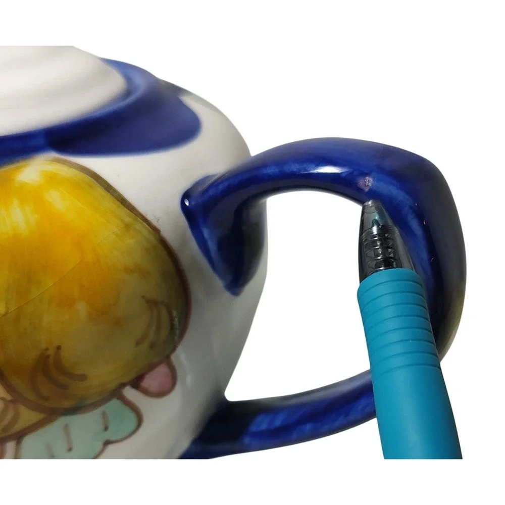 BIA Cordon Bleu International Teapot with Lid Hand Painted Fruit Blue Trim‎ SEE